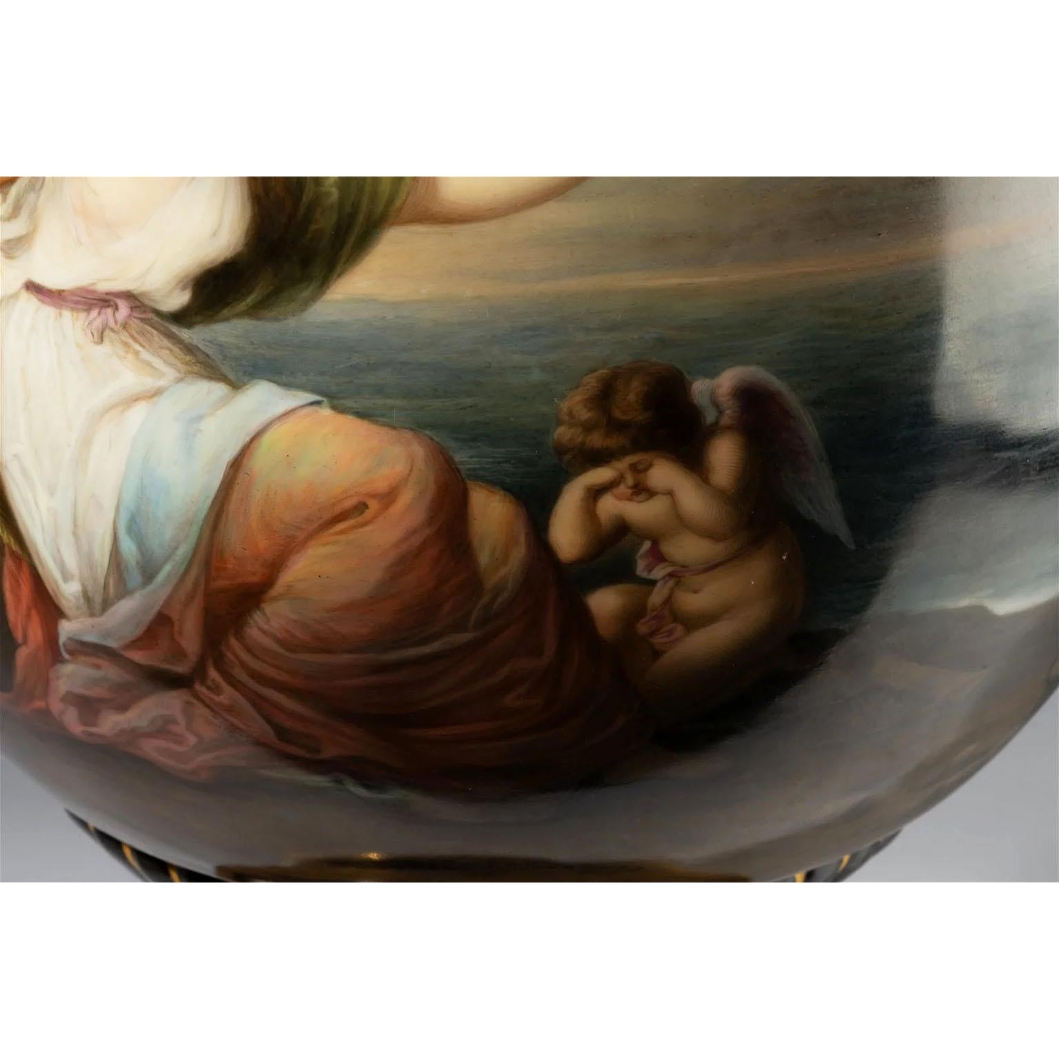 Vase en porcelaine de style viennois du 19ème siècle « Recherche d'amour » par Pirkenhammer  en vente 2
