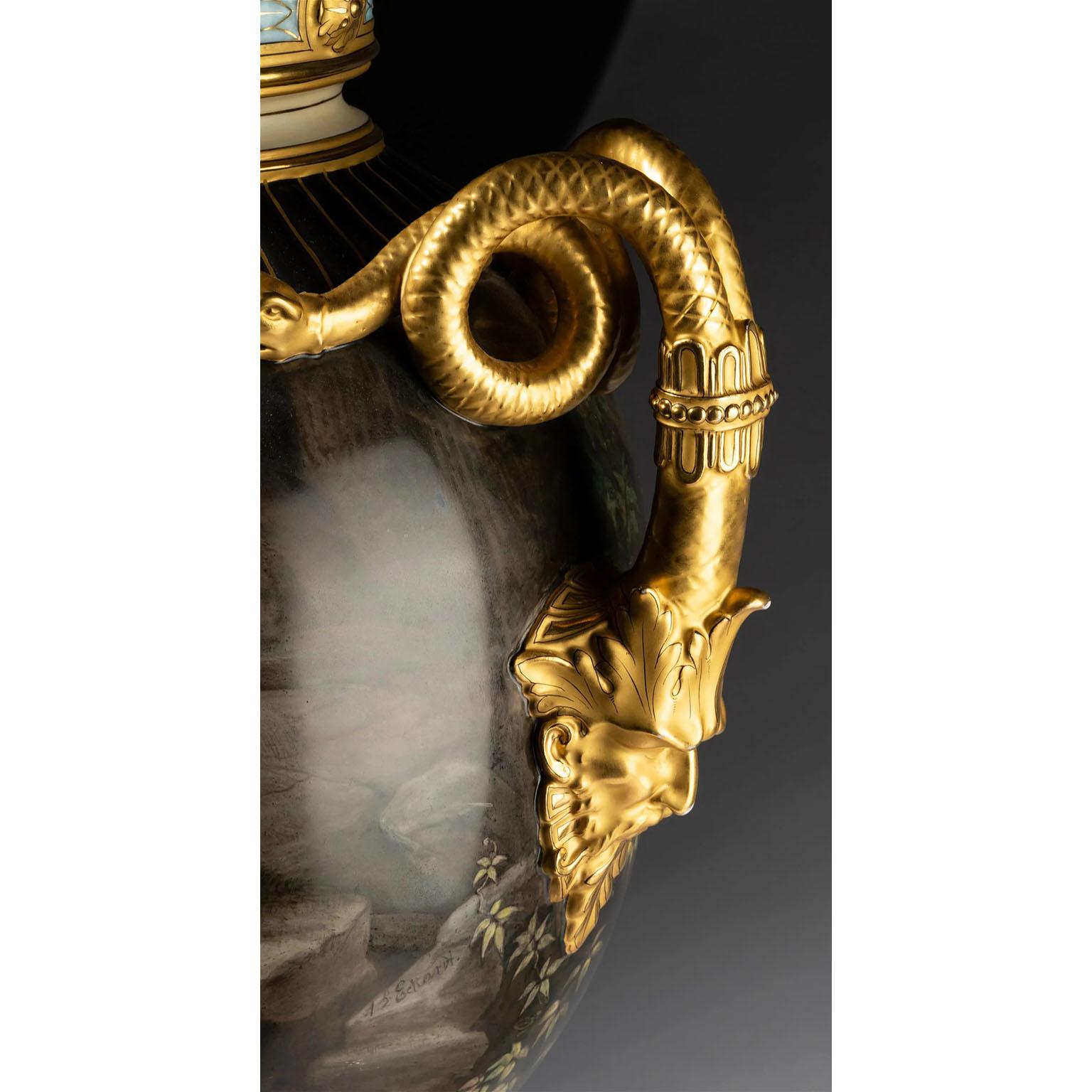 Vaso di porcellana in stile viennese del XIX secolo 