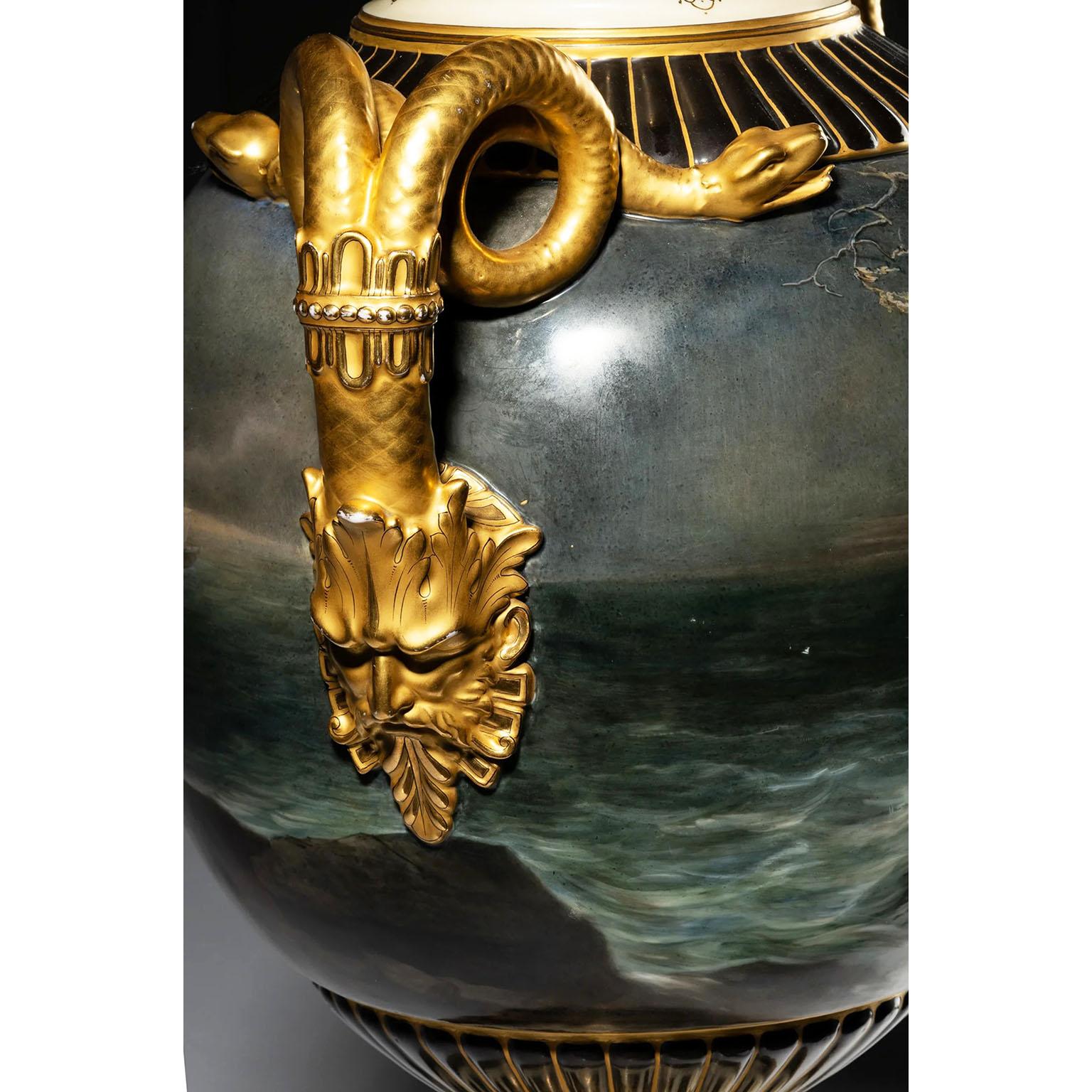 Vaso di porcellana in stile viennese del XIX secolo 