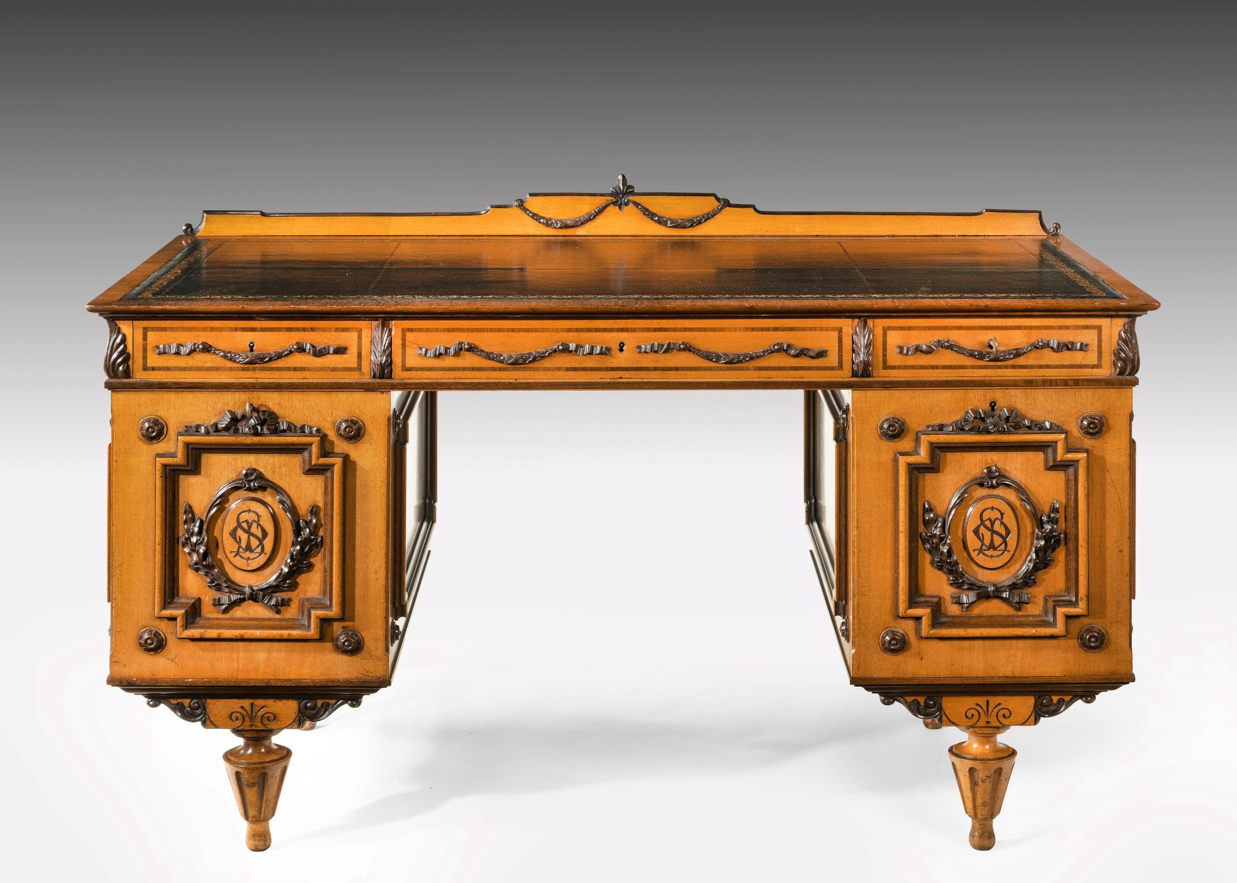 Fine 19th Century Viennese Satin Sycamore Writing Desk 4