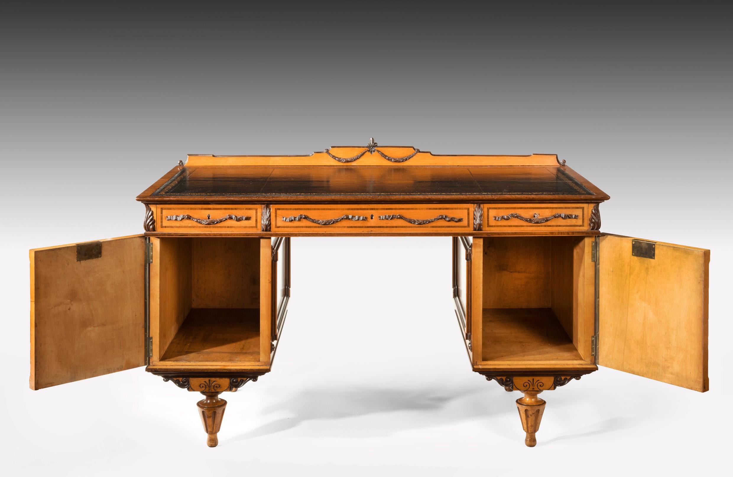 Fine 19th Century Viennese Satin Sycamore Writing Desk 5