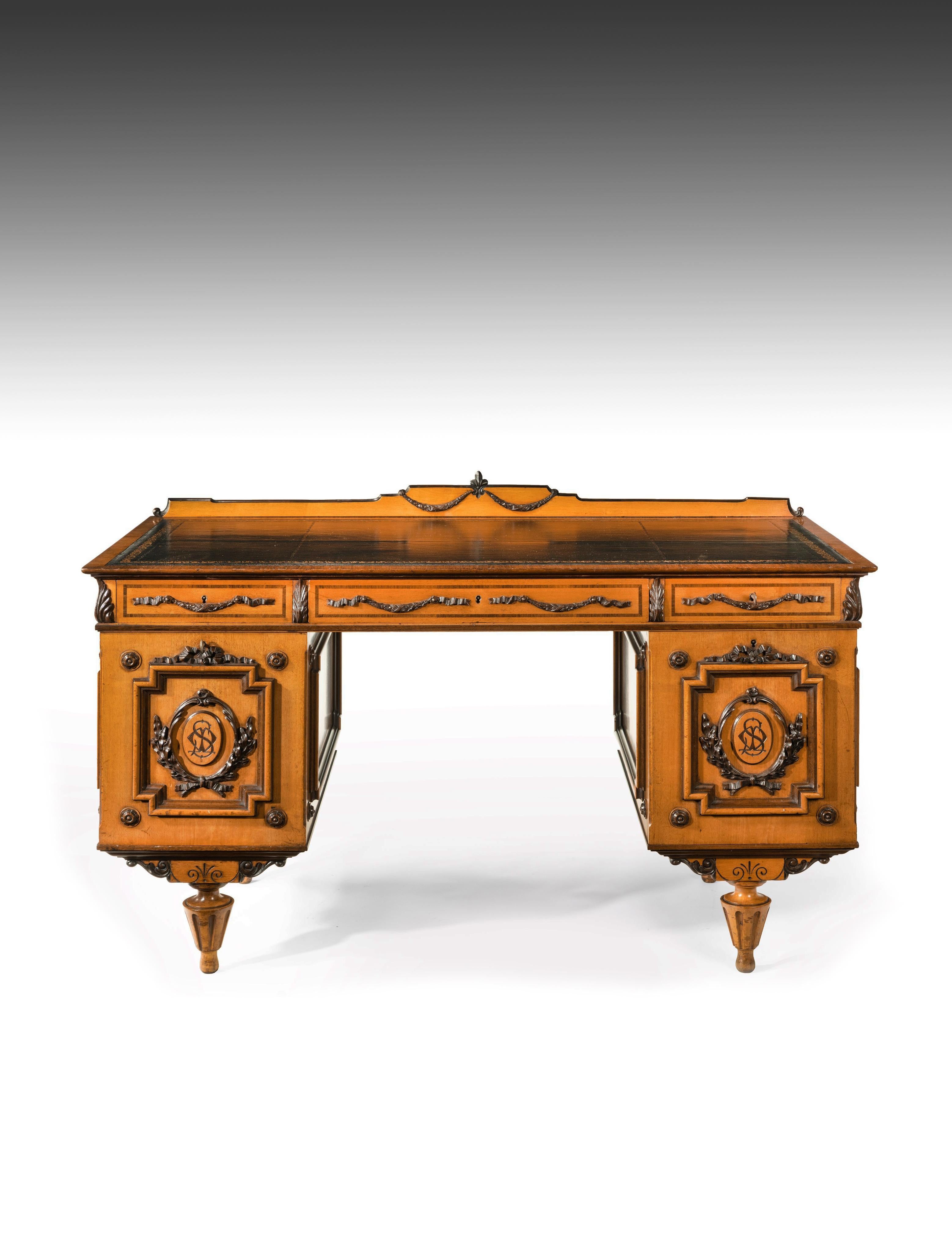 Fine 19th Century Viennese Satin Sycamore Writing Desk 7