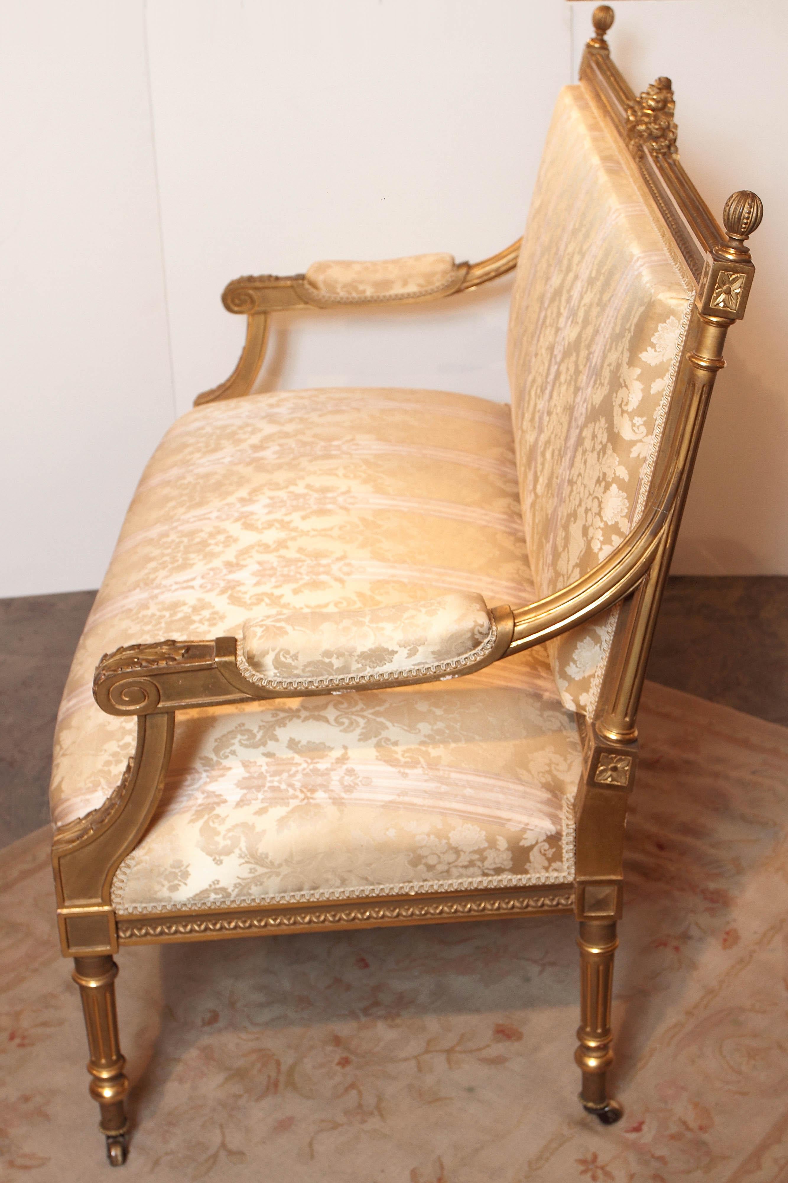 Fine 19th Century Water Gilt Louis XVI Three-Piece Suite of Furniture 2