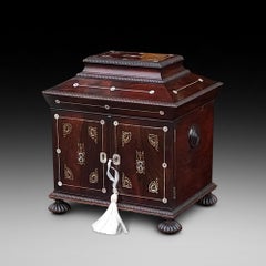 Fine 19thC Rosewood and Mother of Pearl Jewellery Cabinet