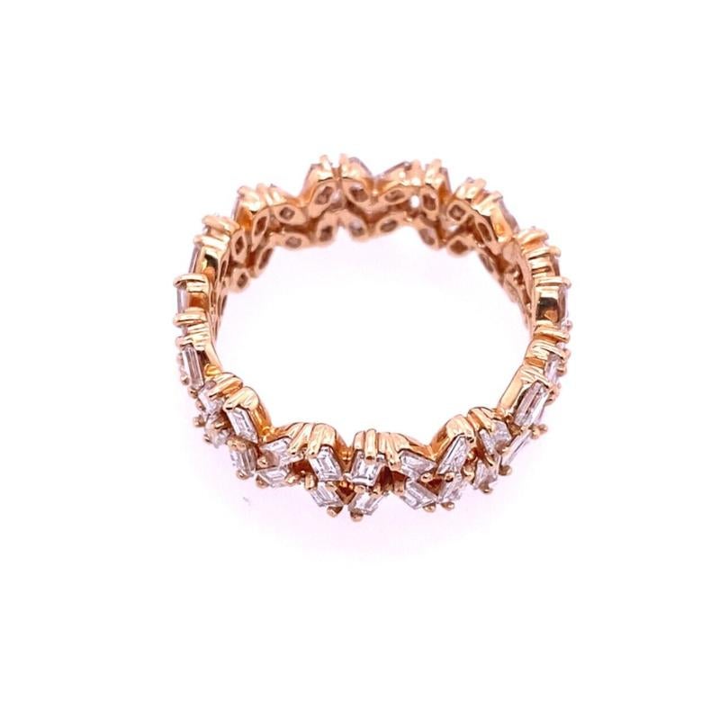 Baguette Cut Fine 2 Row Baguette Full Eternity Ring 1.81ct of Diamonds in 18ct Rose Gold For Sale
