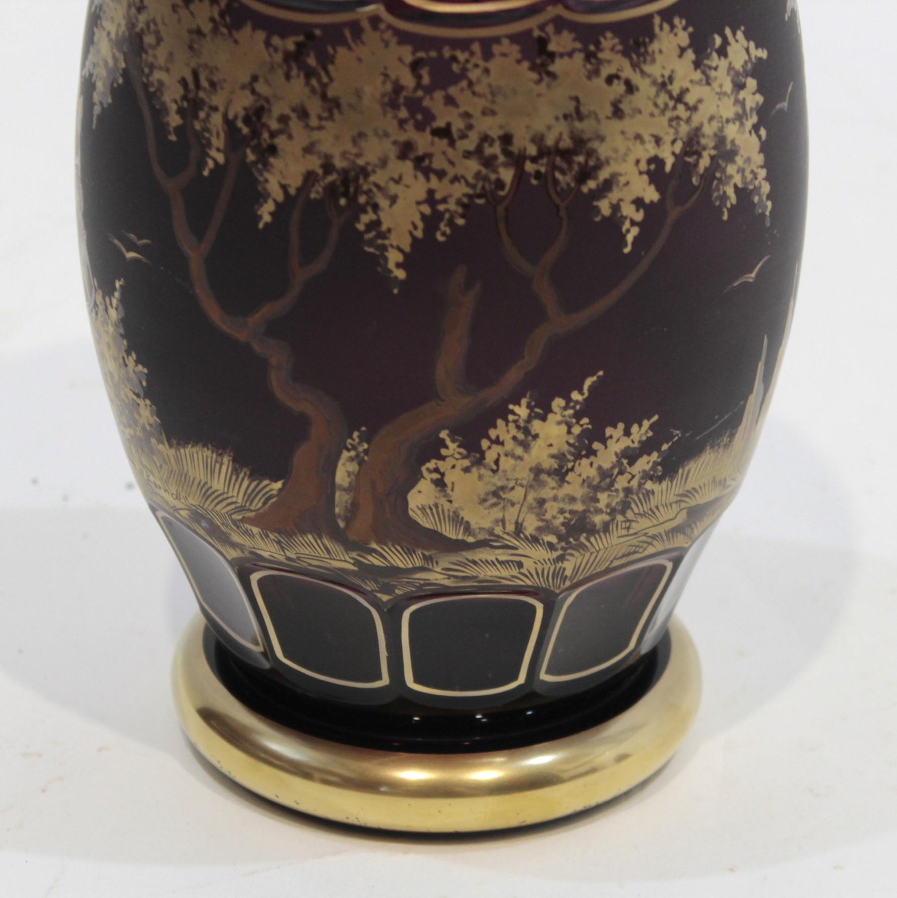 Czech Fine 20th Century Art Deco Style Crystal Moser Vase For Sale