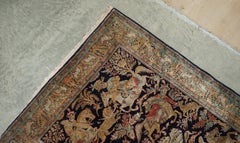 FINE 212XM X 138CM ANTiQUE KASHMIRI HUNTING RUG MULTI COLOURED FIGHTING SCENES
