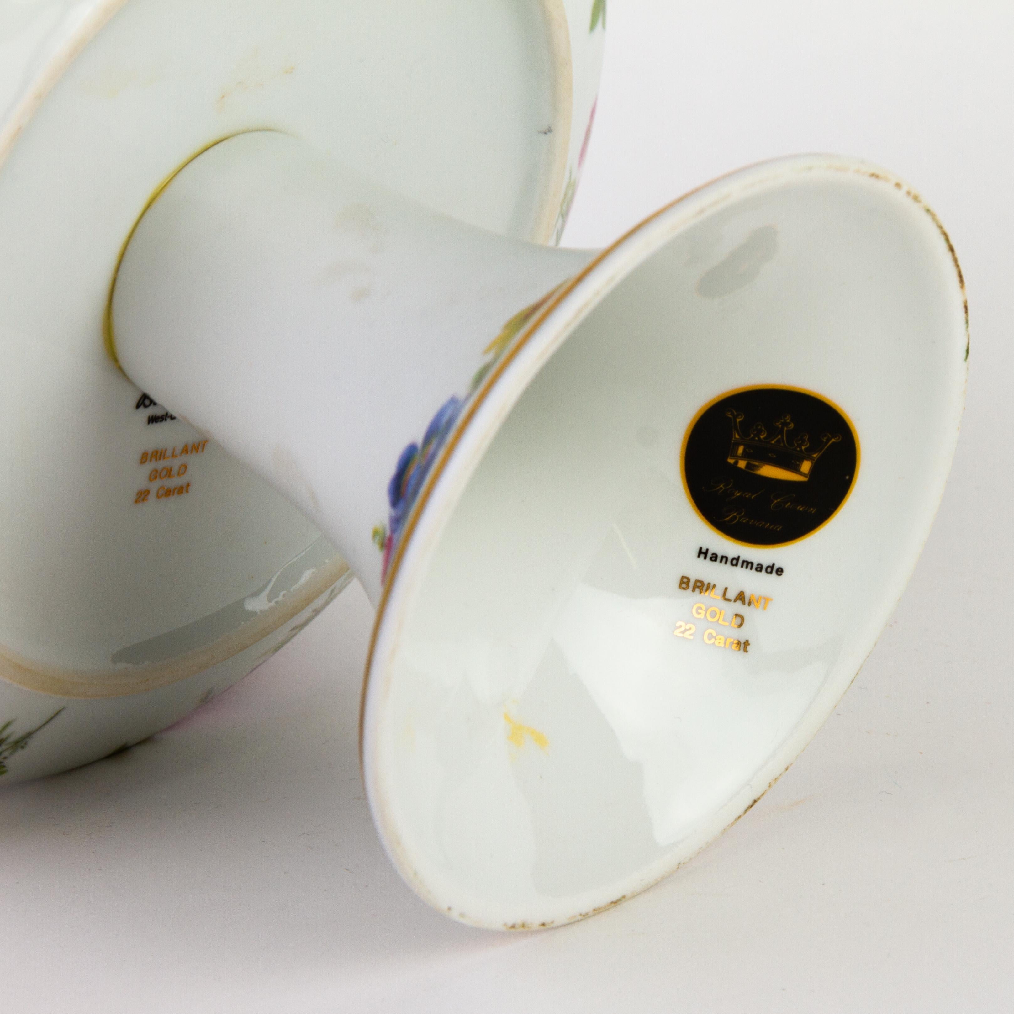 Fine 24KT Gold Hand Painted Porcelain Floral Comport Centerpiece Bomboniere  For Sale 3