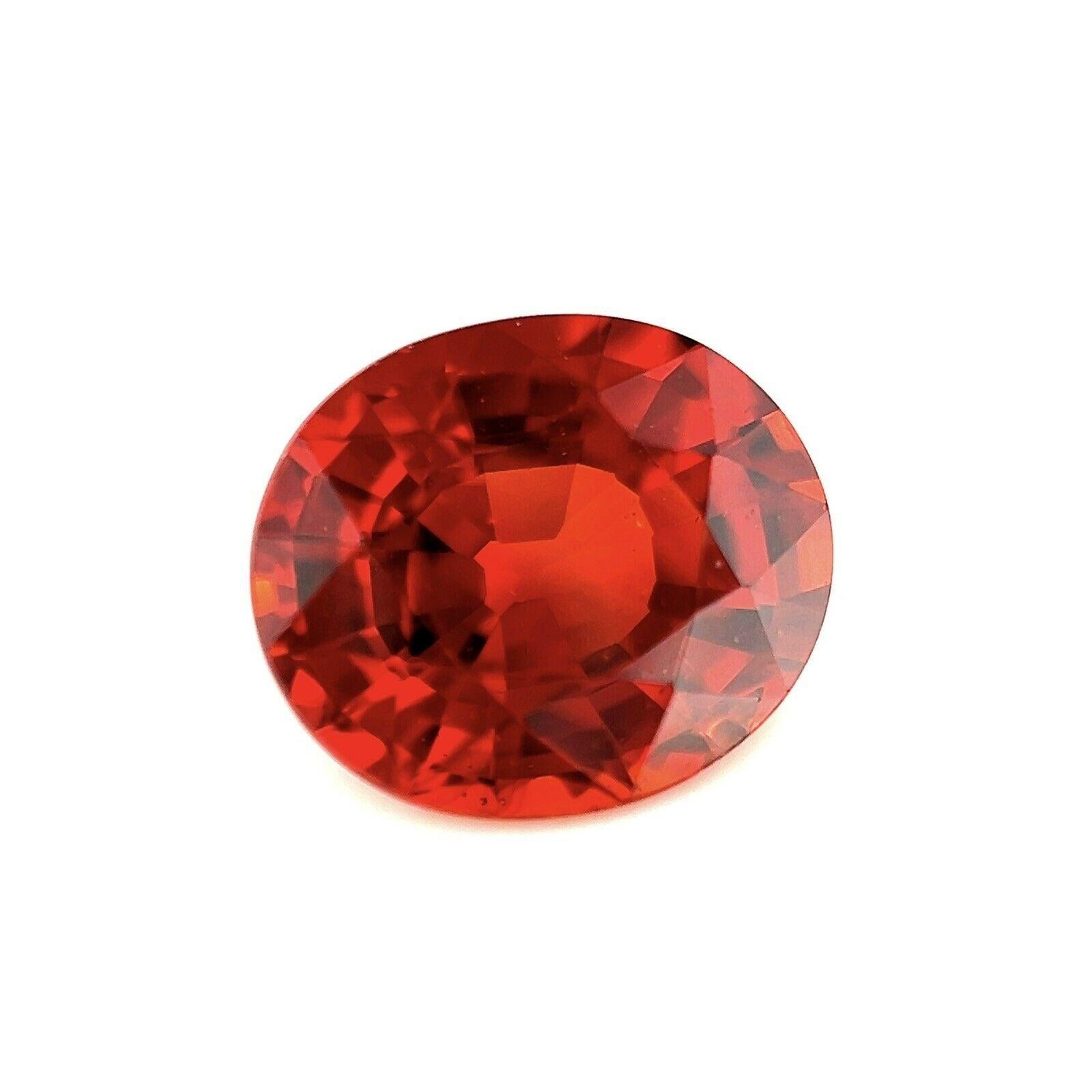 Fine 2.51ct Vivid Orange Red Spessartine Garnet Oval Cut Loose Gem 8.4x7.3mm

Fine Natural Spessartine Garnet Loose Gemstone.
2.51 Carat with a beautiful reddish orange colour and excellent clarity. Very clean stone with only some small natural
