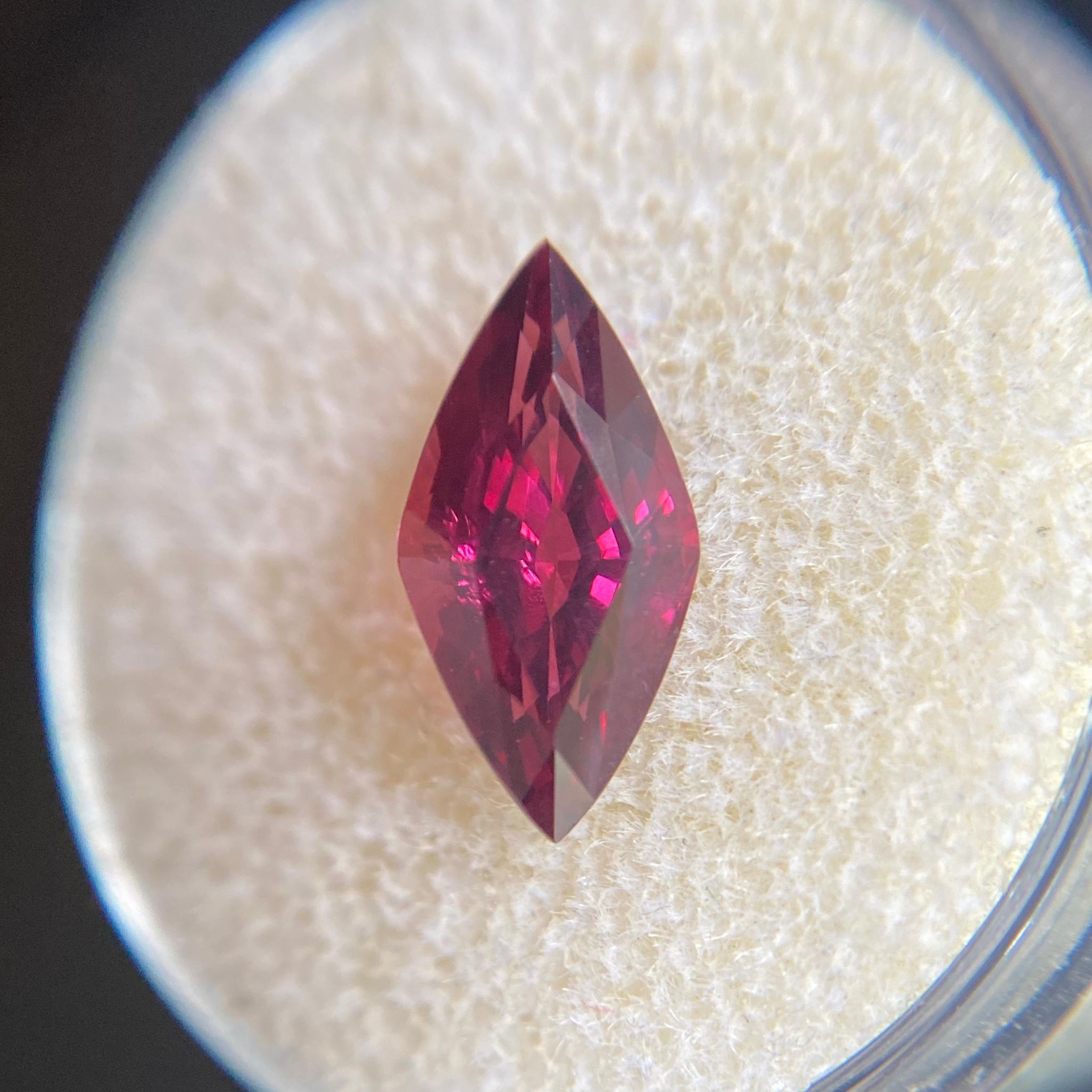 Fine 2.53ct Vivid Pink Purple Rhodolite Garnet Fancy Marquise Cut 4