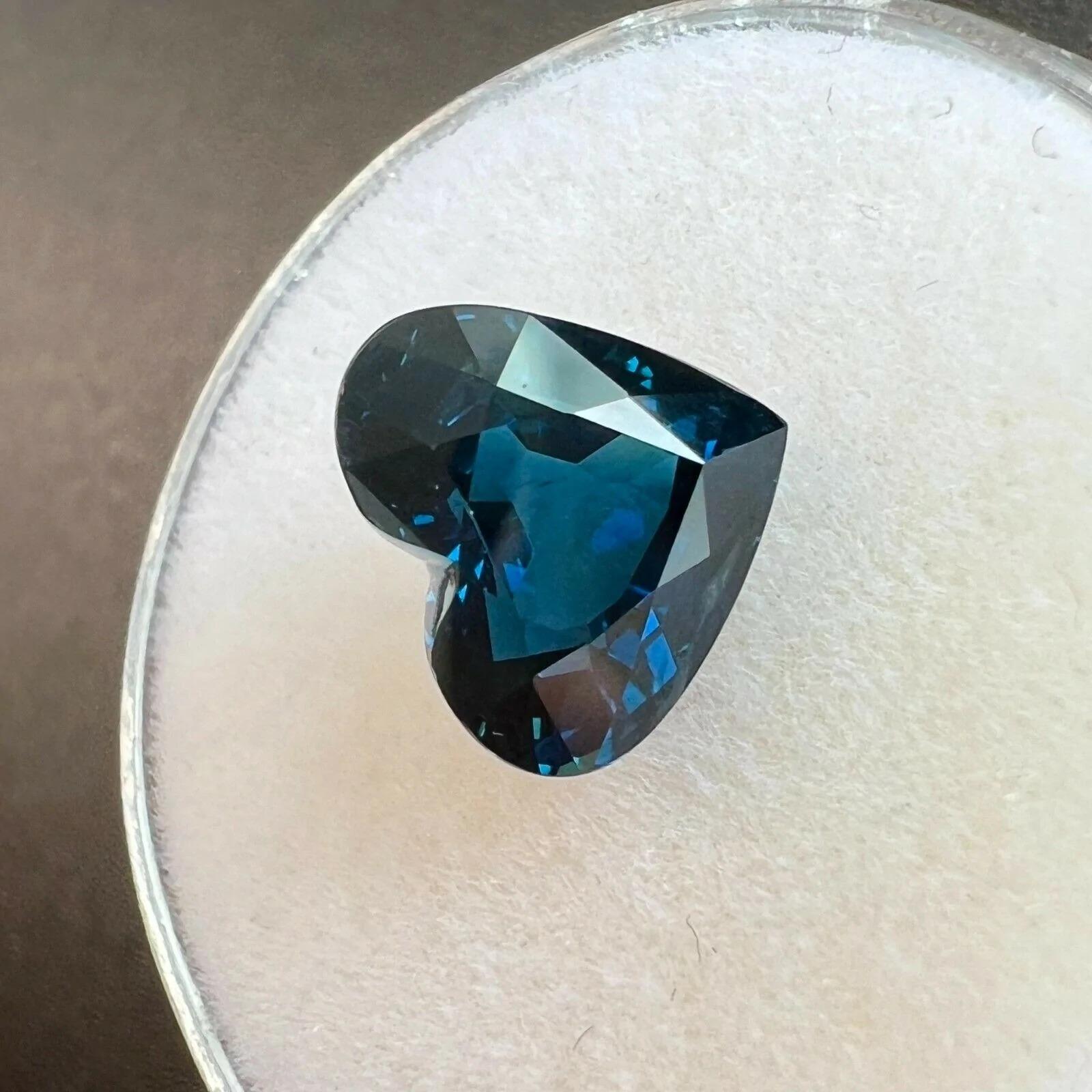 Fine 3.08ct Deep Blue Natural Sapphire Heart Cut Loose Rare Gemstone For Sale 1