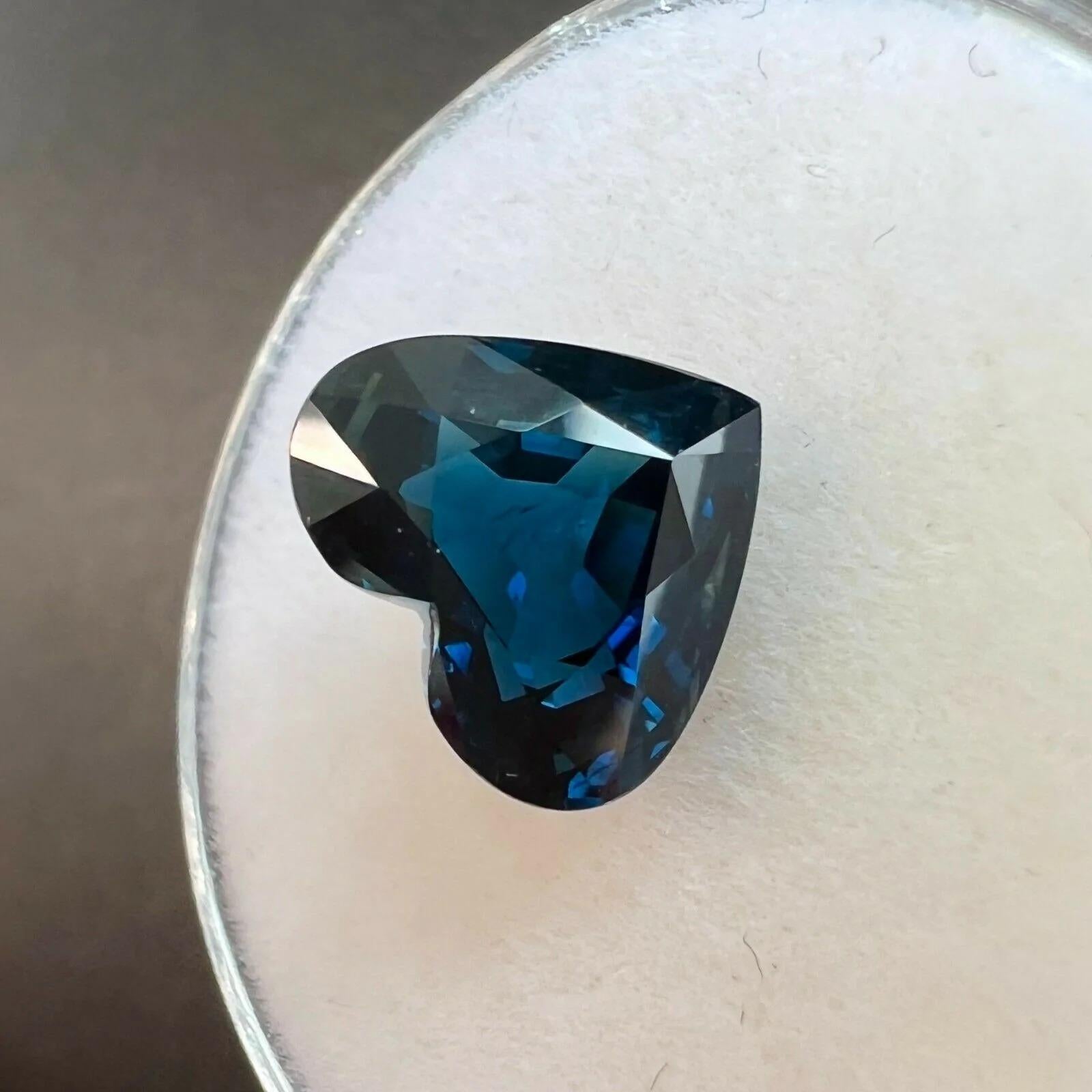 Fine 3.08ct Deep Blue Natural Sapphire Heart Cut Loose Rare Gemstone For Sale 2