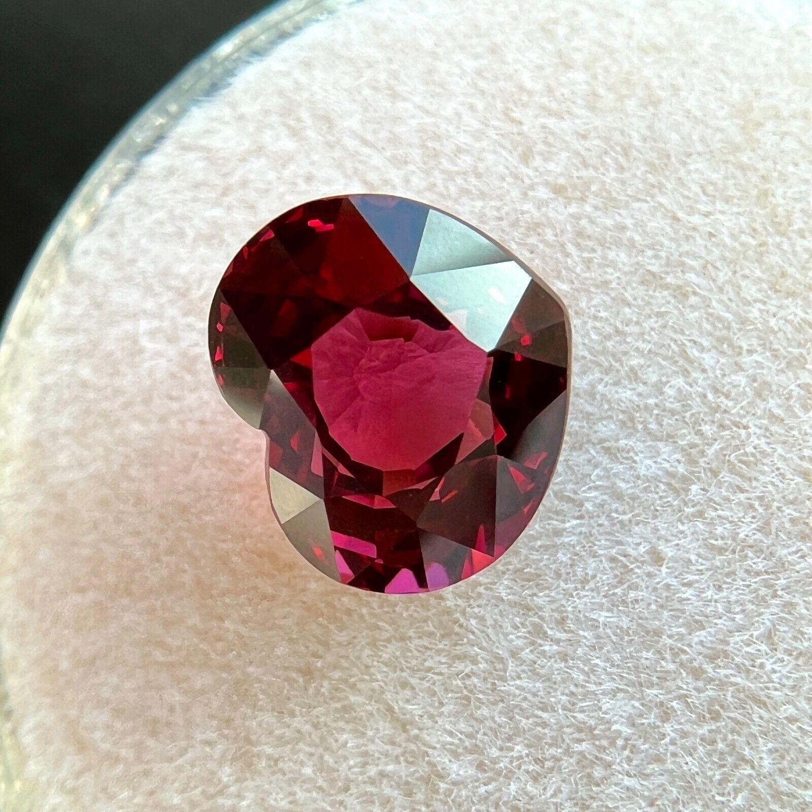 Women's or Men's Fine 3.13 Carat Purplish Pink Rhodolite Garnet Heart Cut Loose Gemstone VVS For Sale