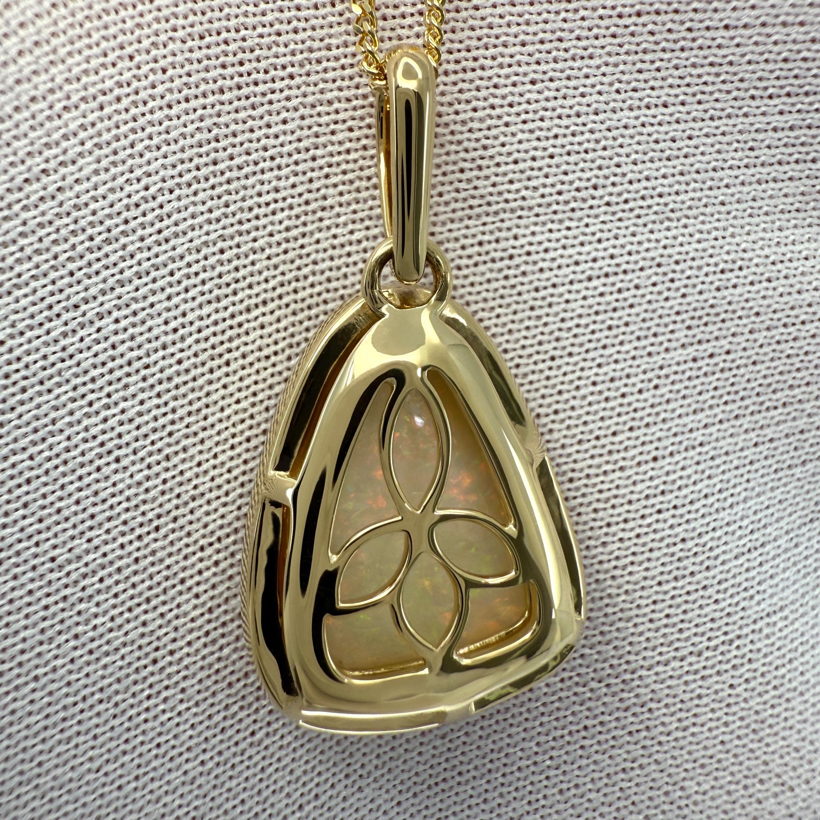 FINE 3,57ct Australian Coober Pedy Opal Diamant 18k Gelbgold Anhänger Halskette im Angebot 1