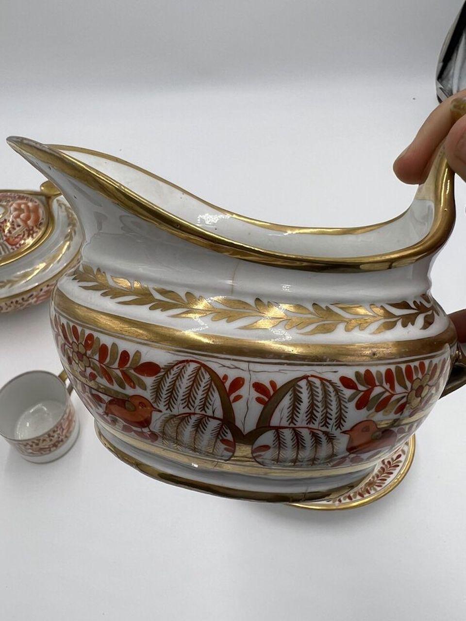 Fine 4 Pc, Spode Porcelain Rust and Gilt Personal Tea Service C. 1820 For Sale 4