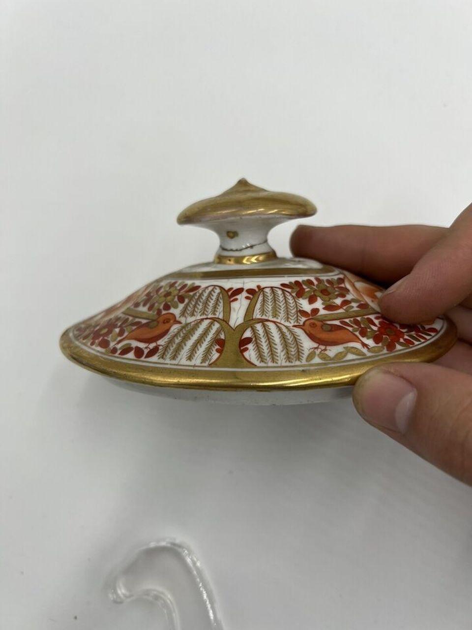 XIXe siècle Service à thé personnel en porcelaine Spode rouille et dorée, 4 pièces, C.I.C. 1820 en vente