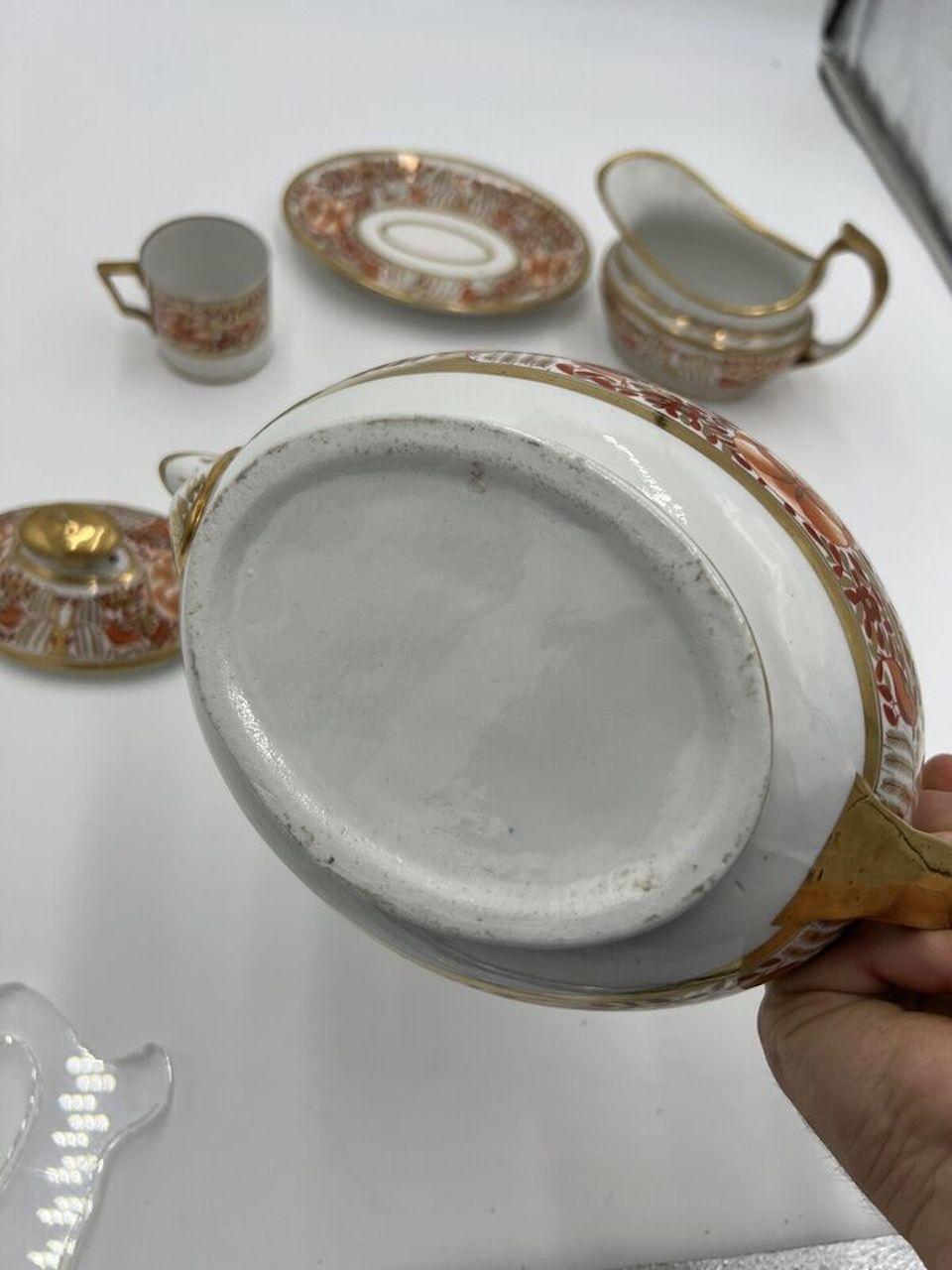 Fine 4 Pc, Spode Porcelain Rust and Gilt Personal Tea Service C. 1820 For Sale 1