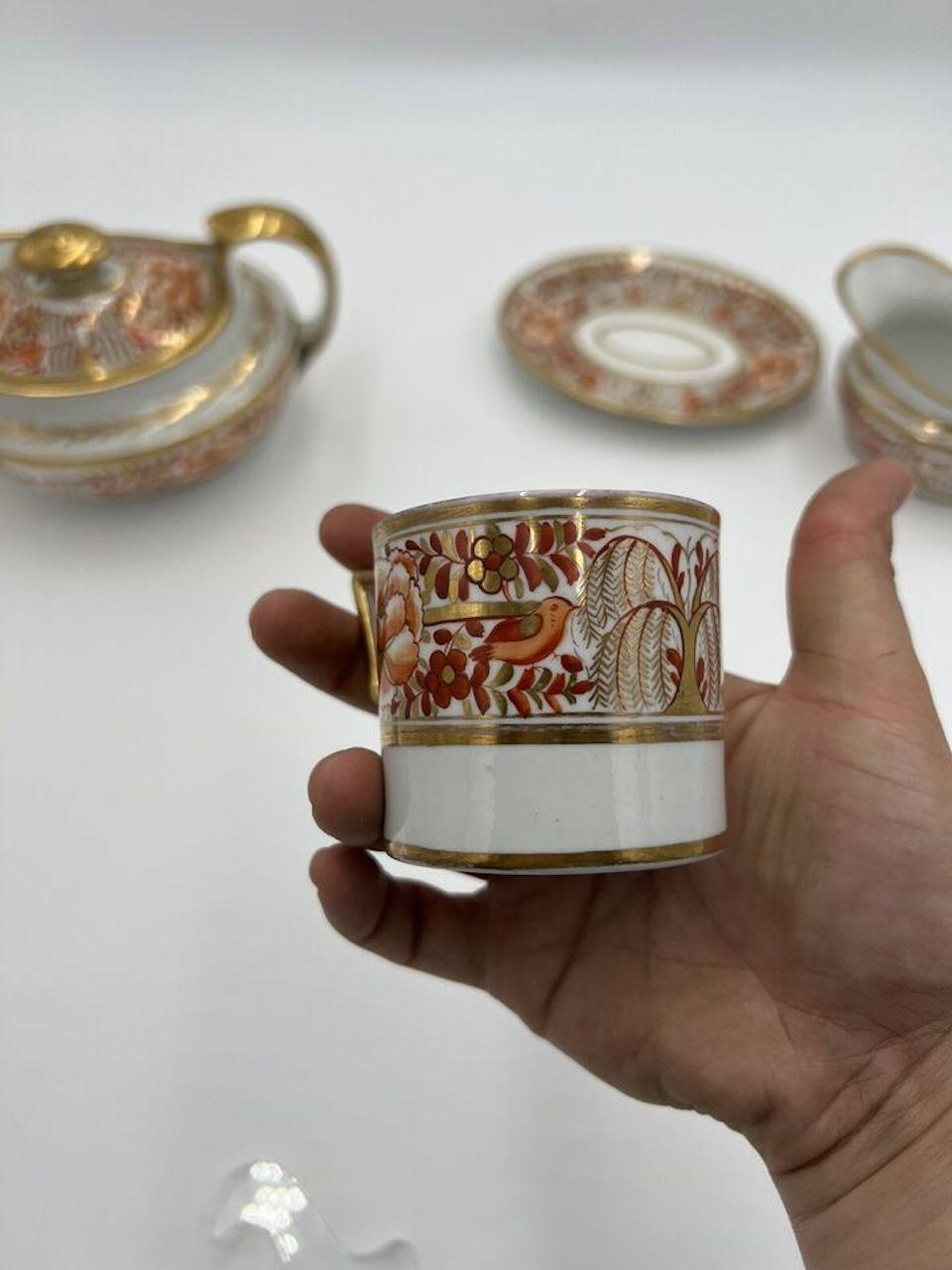 Service à thé personnel en porcelaine Spode rouille et dorée, 4 pièces, C.I.C. 1820 en vente 1
