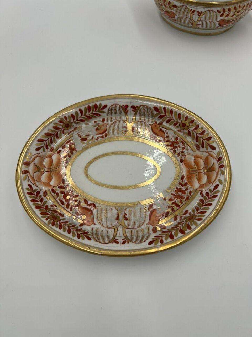 Fine 4 Pc, Spode Porcelain Rust and Gilt Personal Tea Service C. 1820 For Sale 3