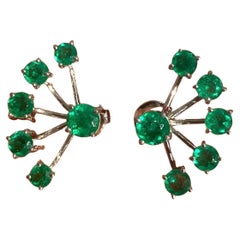 Fine 4.20 Ct Natural Colombian Emeralds Stud Earrings with Jackets 18k