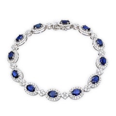 Fine 6.56 Carat Blue Sapphire 3.22 Carat Diamond Eternity Bracelet