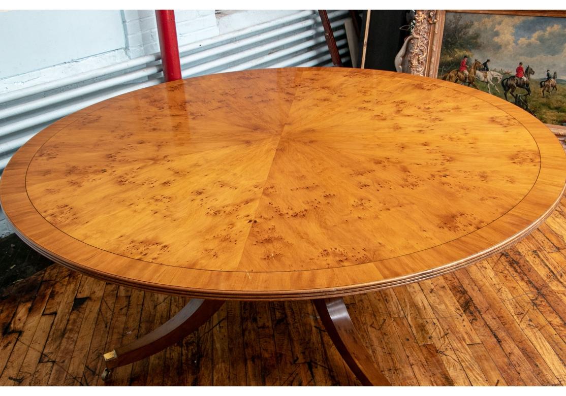 Fine 72 RoundBanded Yew Wood Dining/ Center Table en vente 5