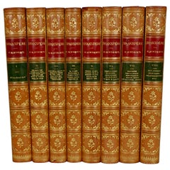 Antique Fine 8 Volume Leather Bound Set The Works of Shakspeare Pictorial Edition