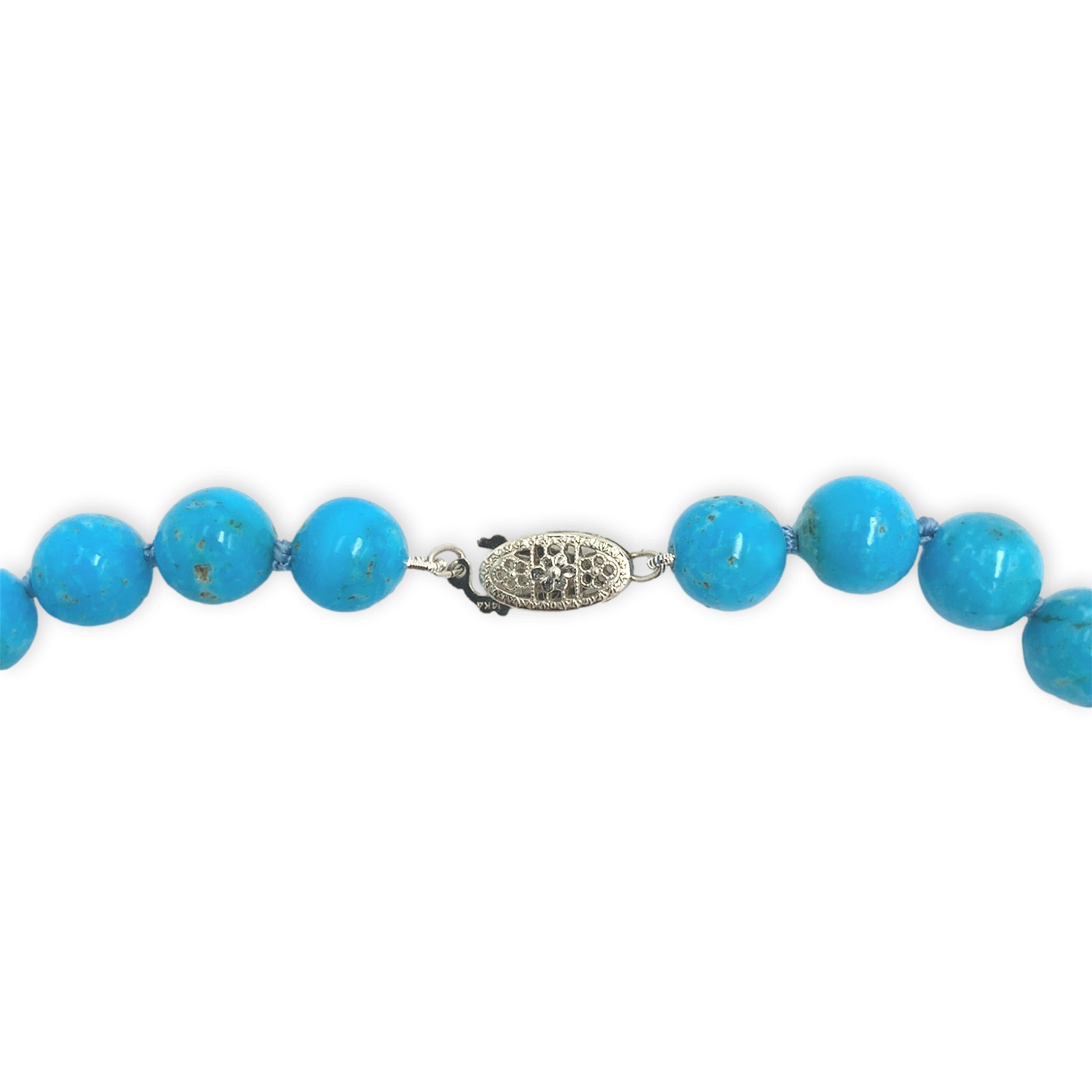 Contemporaneo Collana di perline di turchese blu Ithaca Peak da 8 mm con chiusura a 14 carati, 18