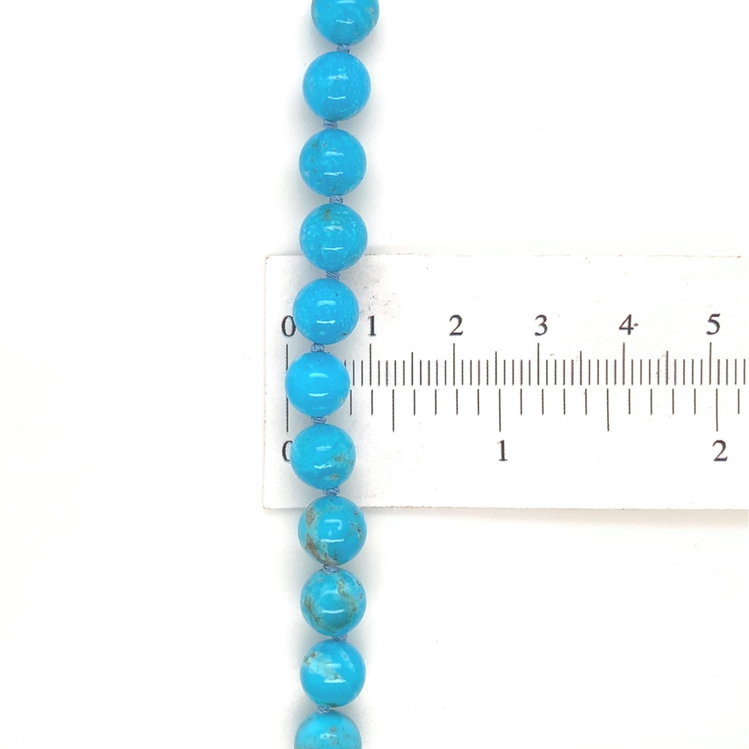 Collana di perline di turchese blu Ithaca Peak da 8 mm con chiusura a 14 carati, 18