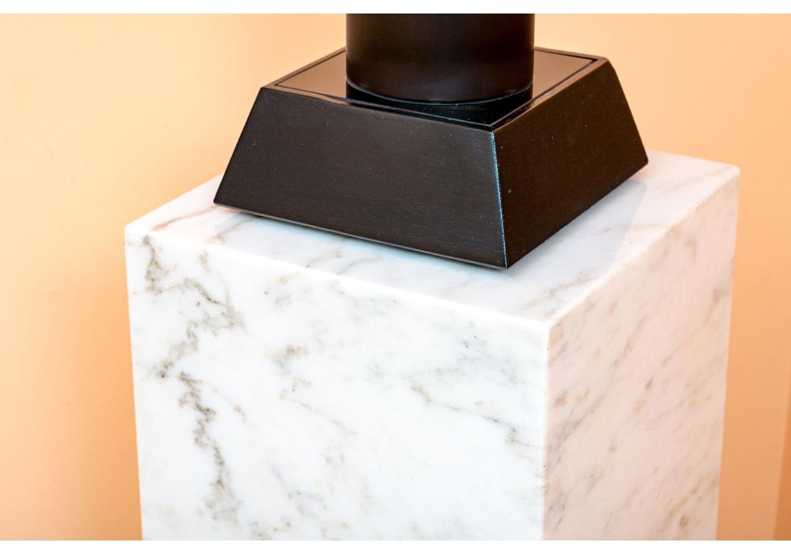 20th Century Fine Abstract Smoked Glass Sculpture On Marble Plinth Base For Sale