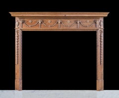 Fine Adam Style Pine Chimneypiece with Ram's Heads from the Edwardian Period