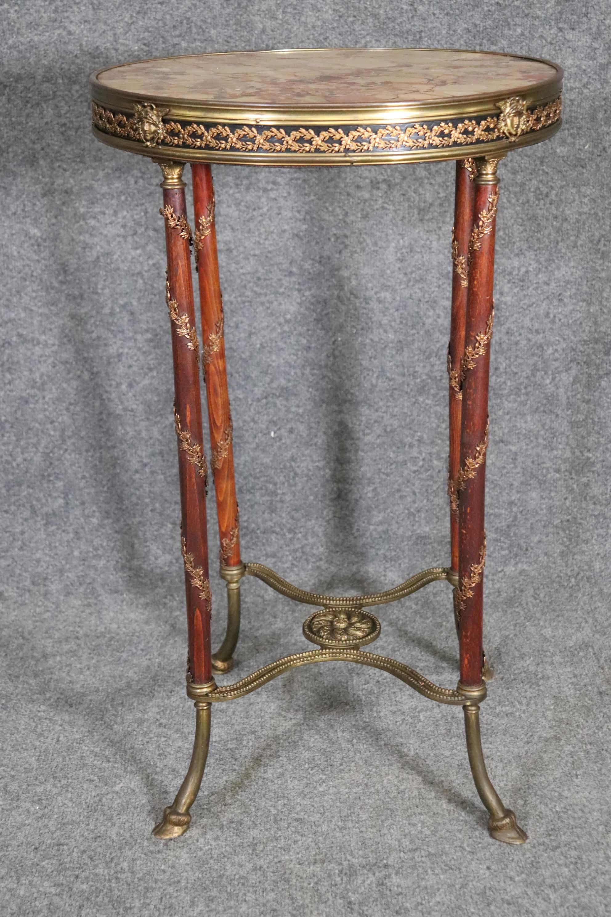 Early 20th Century Fine Adam Weisweiler Style Bronze Mounted Breche d' Alep Marble Top Table For Sale