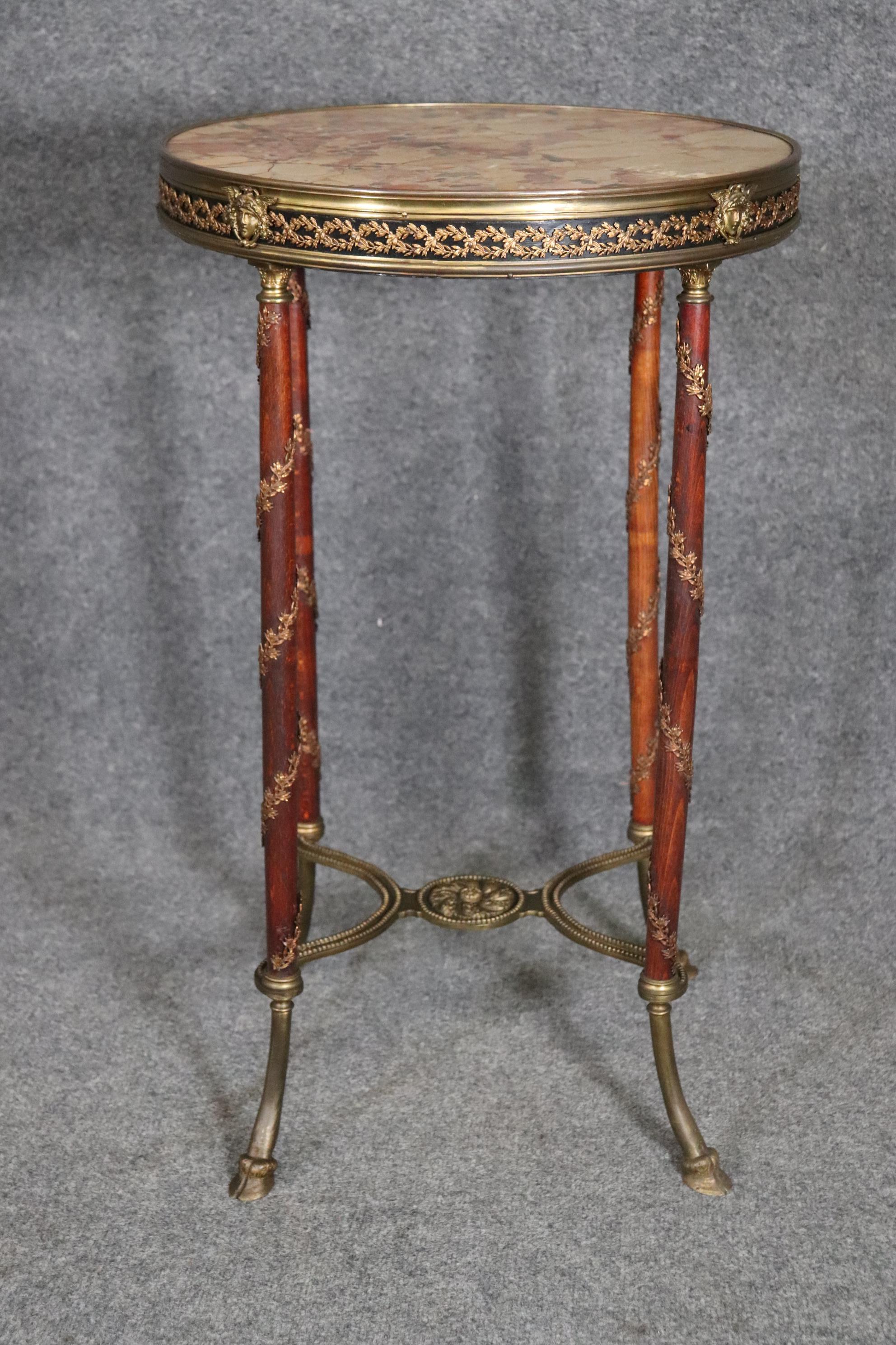 Fine Adam Weisweiler Style Bronze Mounted Breche d' Alep Marble Top Table For Sale 1