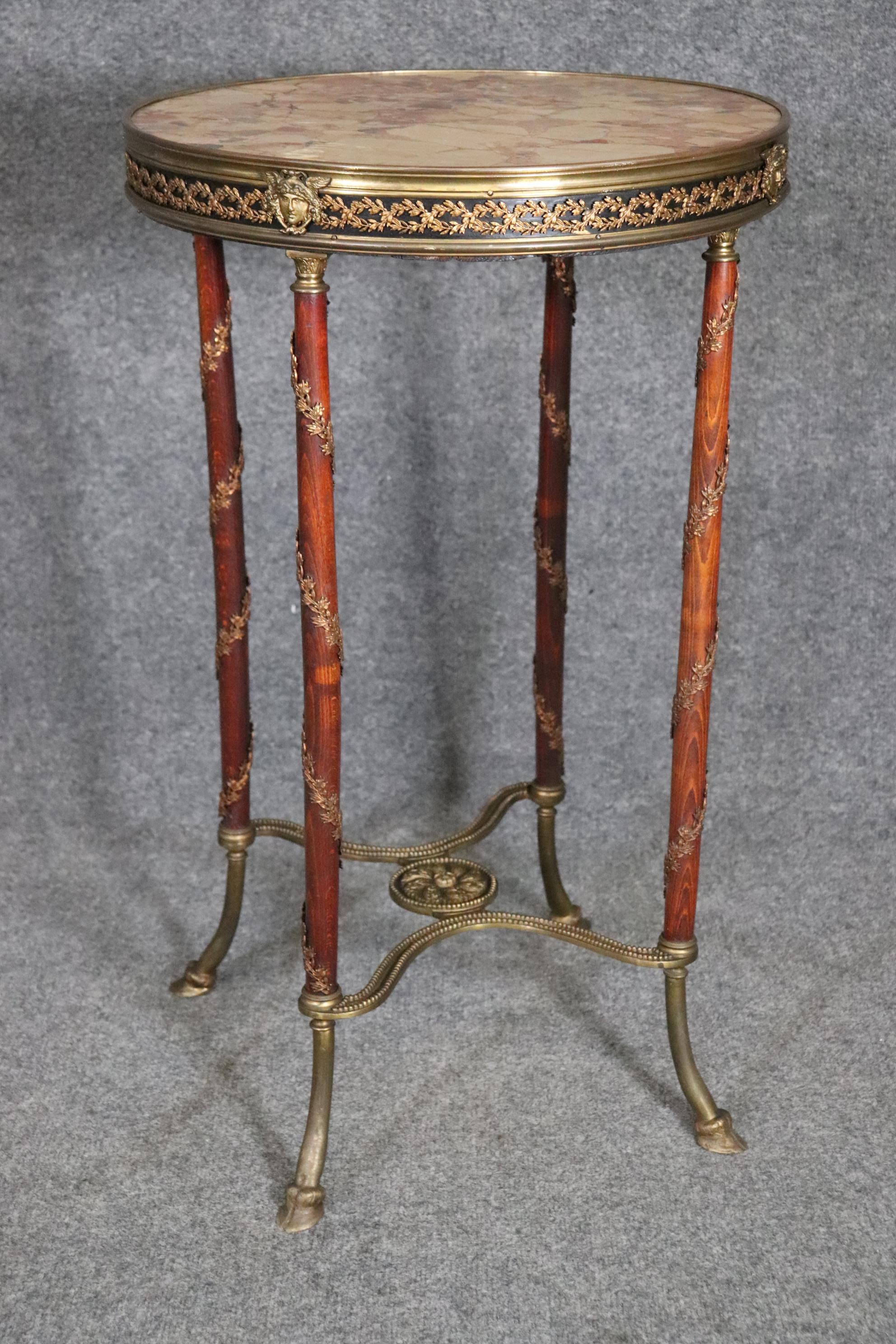 Fine Adam Weisweiler Style Bronze Mounted Breche d' Alep Marble Top Table For Sale 2