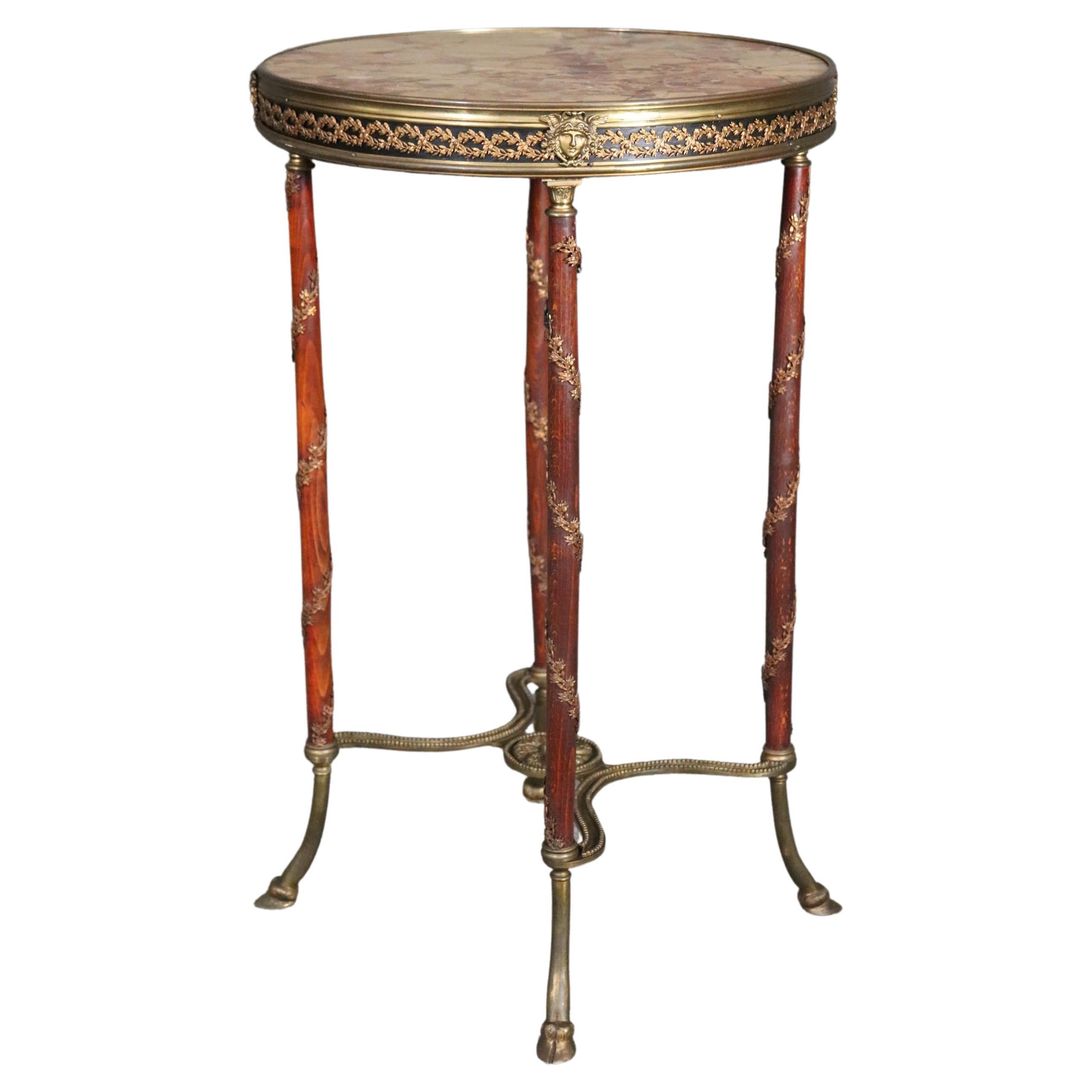 Fine Adam Weisweiler Style Bronze Mounted Breche d' Alep Marble Top Table For Sale