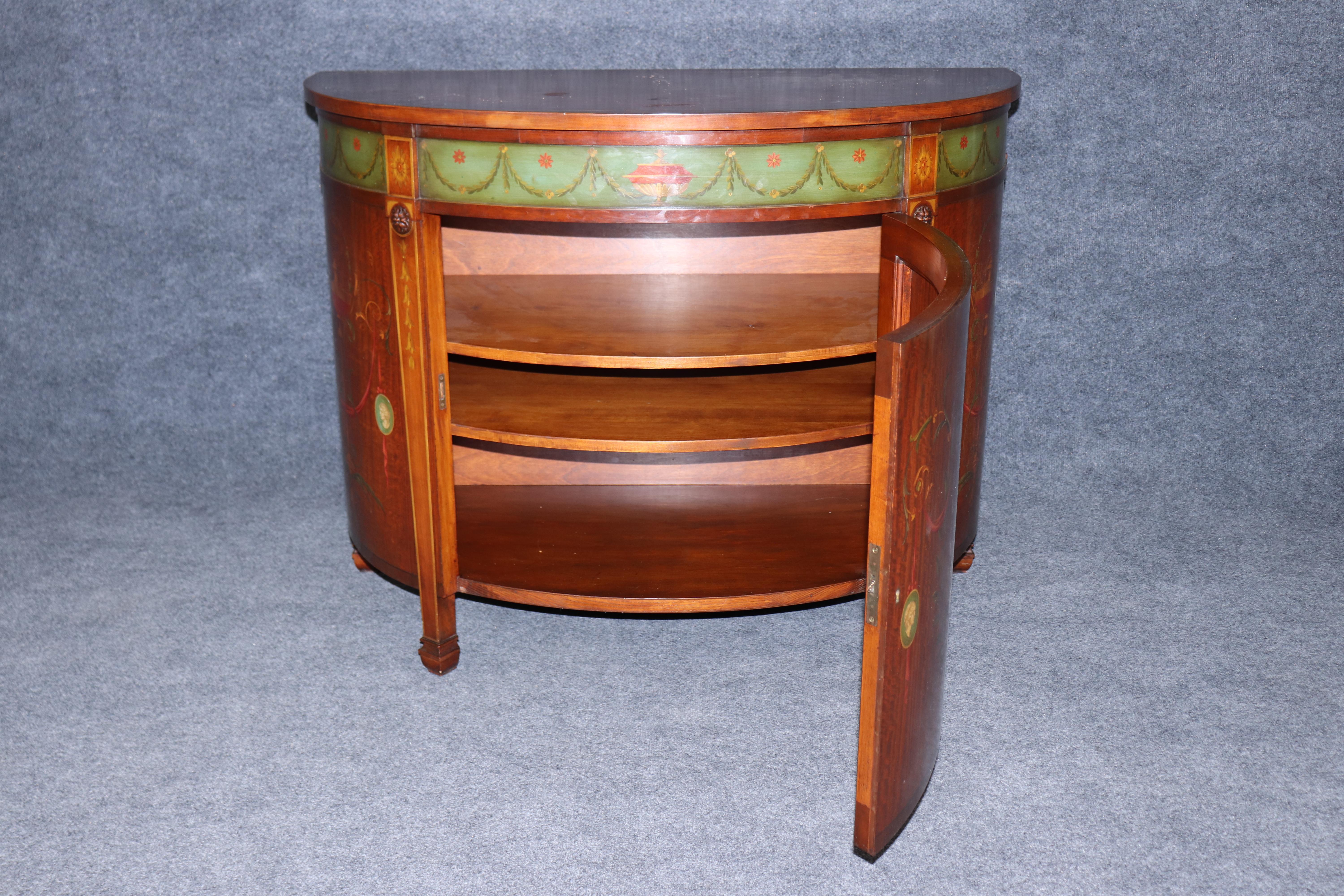 Stile Adam Fine Adams Paint Decorated Satinwood Figural Painted Commode Buffet Server in vendita