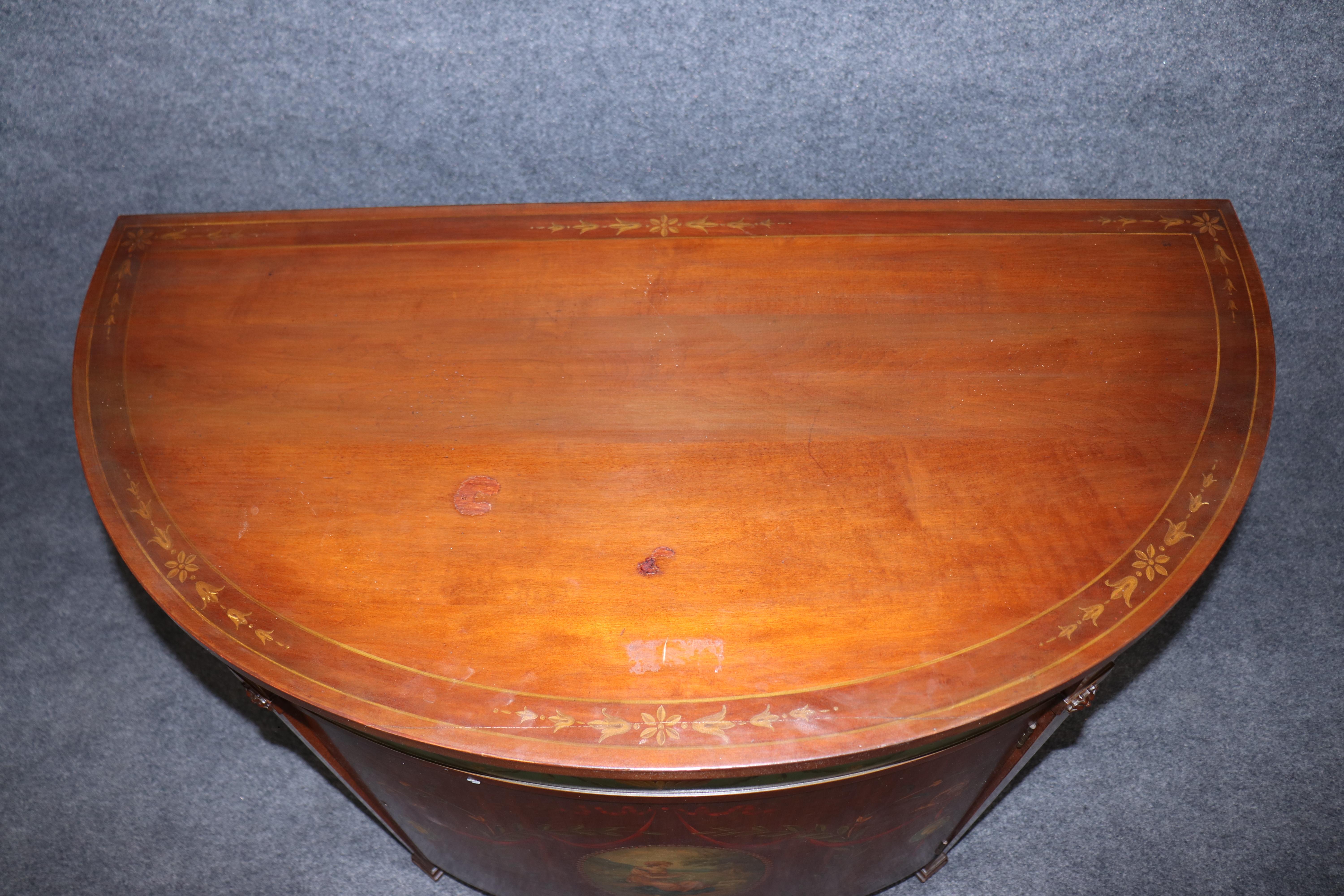 Fine Adams Paint Decorated Satinwood Figural Painted Commode Buffet Server in vendita 1