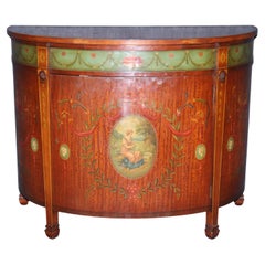 Fine Adams Paint Decorated Satinwood Figural Painted Commode Buffet Server