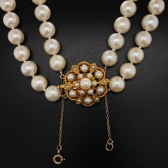 Fine Akoya Cultured Pearl Double Strand with Gold Clasp Necklace