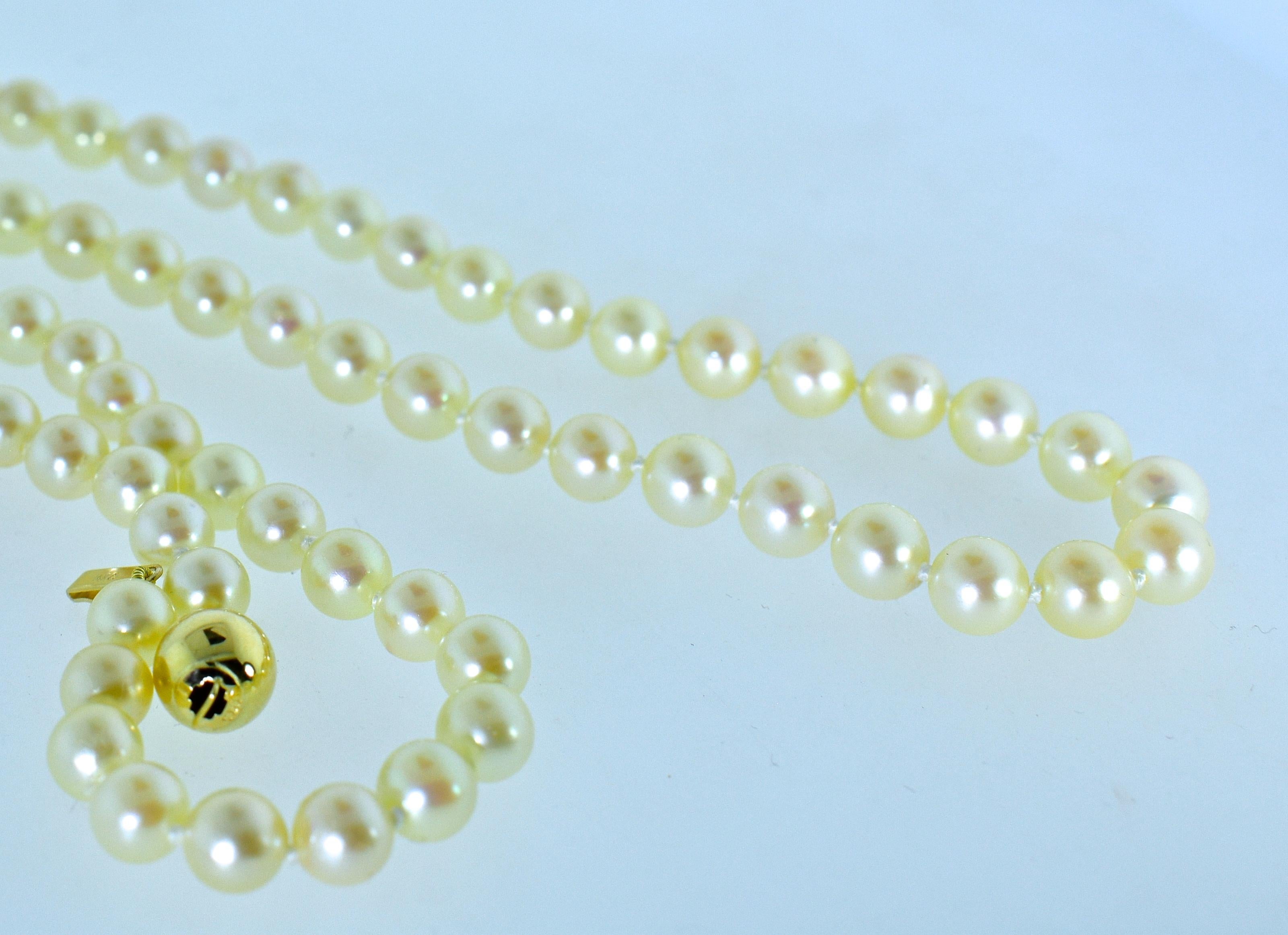 Contemporary Fine Akoya Cultured Pearl Long Strand For Sale