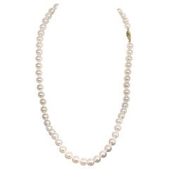 Akoya Pearl Necklace 7 mm 14k Gold 18 in Certified