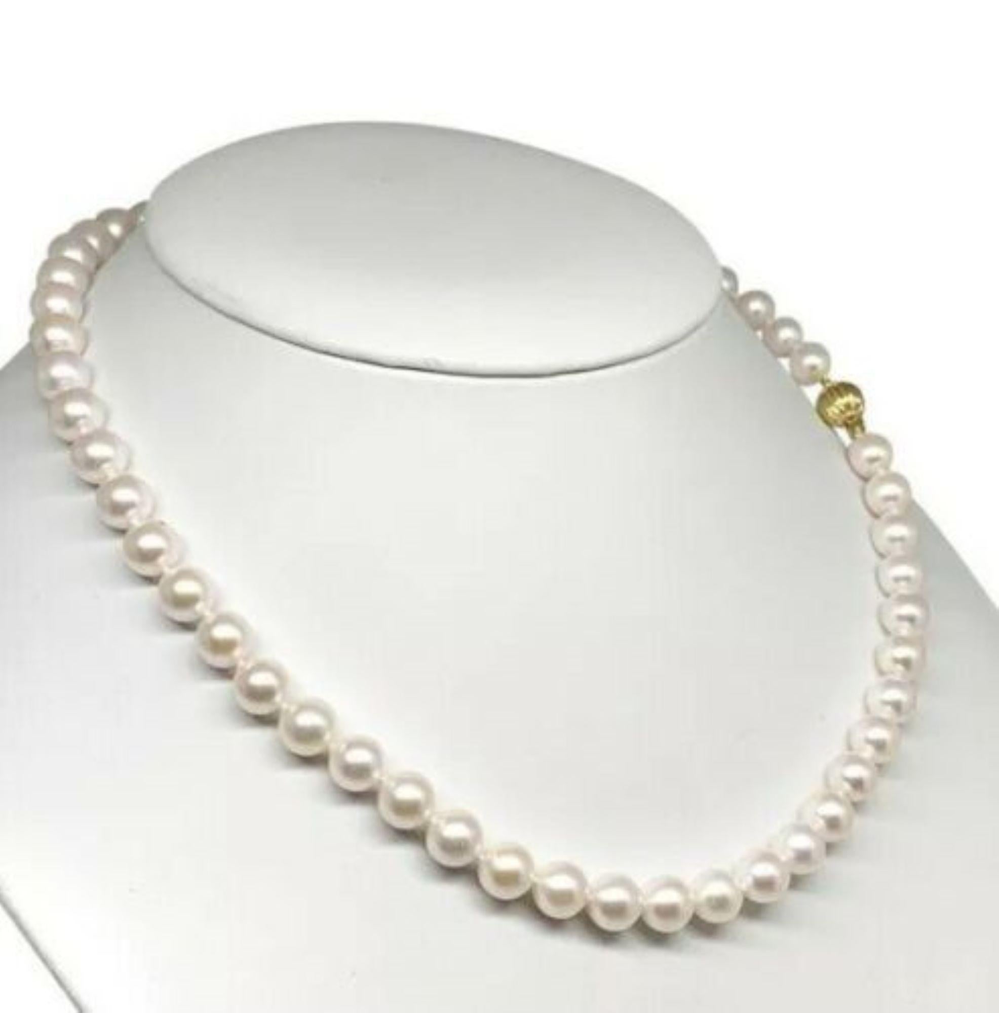 Modern Akoya Pearl Necklace 14k Gold 8.00 mm 18