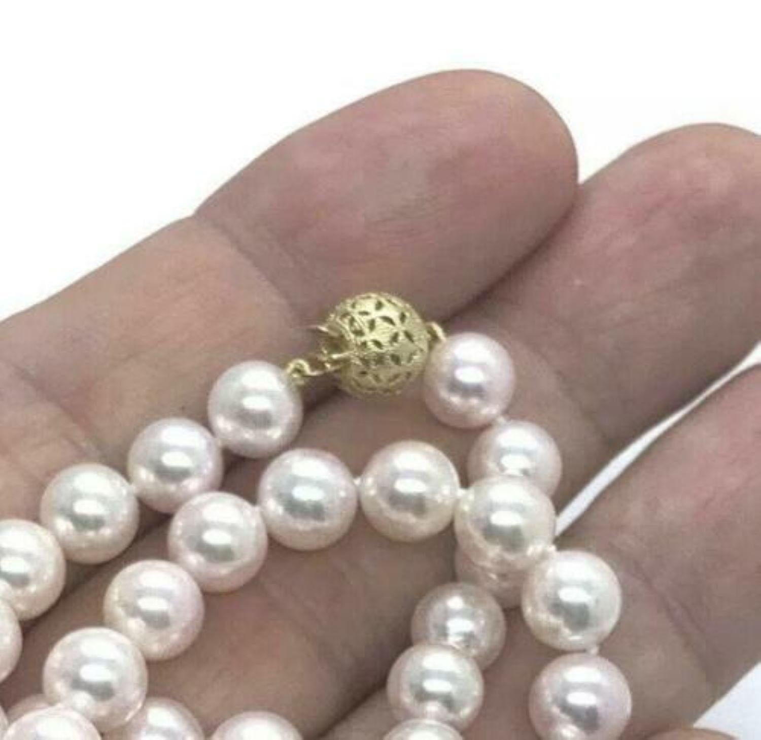 Women's Akoya Pearl Necklace 7.5 mm 14k Gold 20