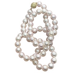 Akoya Pearl Necklace 7.5 mm 14k Gold 20" Certified