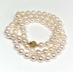 Fine Akoya Saltwater Pearl 14 Karat Necklace Certified