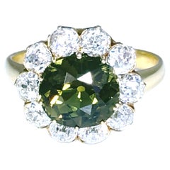 Antique Fine Alexandrite and Diamond Cluster Ring, ca. 1890s