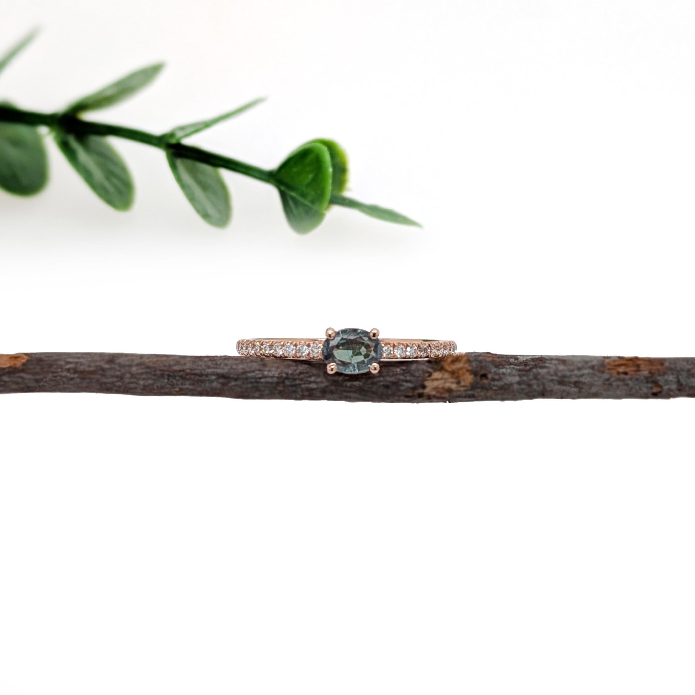 Designed for everyday beauty, this dainty Alexandrite ring transforms with changing light, shifting between beautiful shades. Set in solid 14K white gold with earth-mined diamonds, it’s the perfect understated luxury for any occasion. This