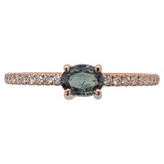 Fine Alexandrite Ring w Natural Diamond Accents in 14K Solid Gold  OV 5x4mm