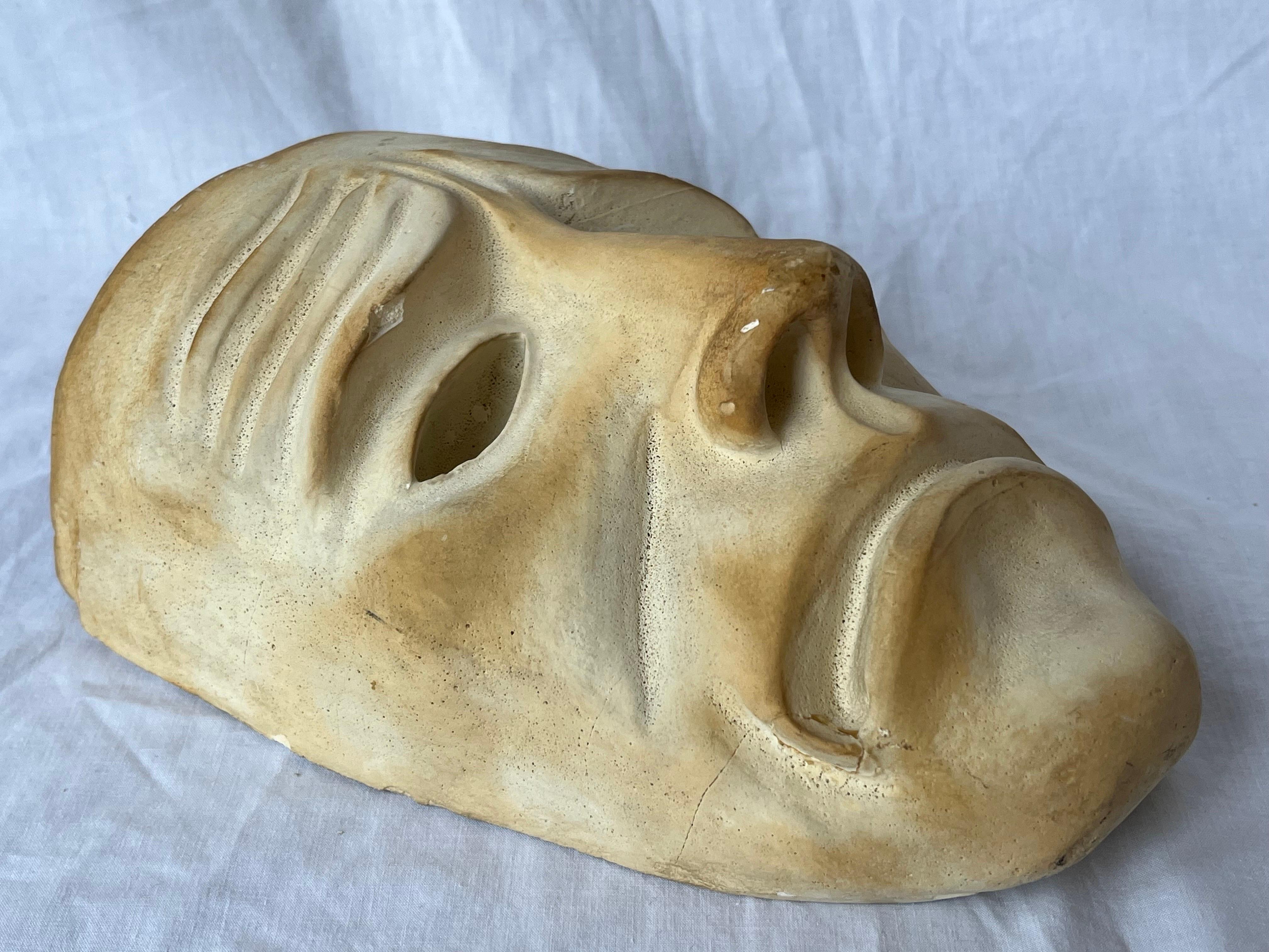 Fine Almost Life Size 1940's Plaster Comedy and Tragedy Theater Masks Sculptures For Sale 3