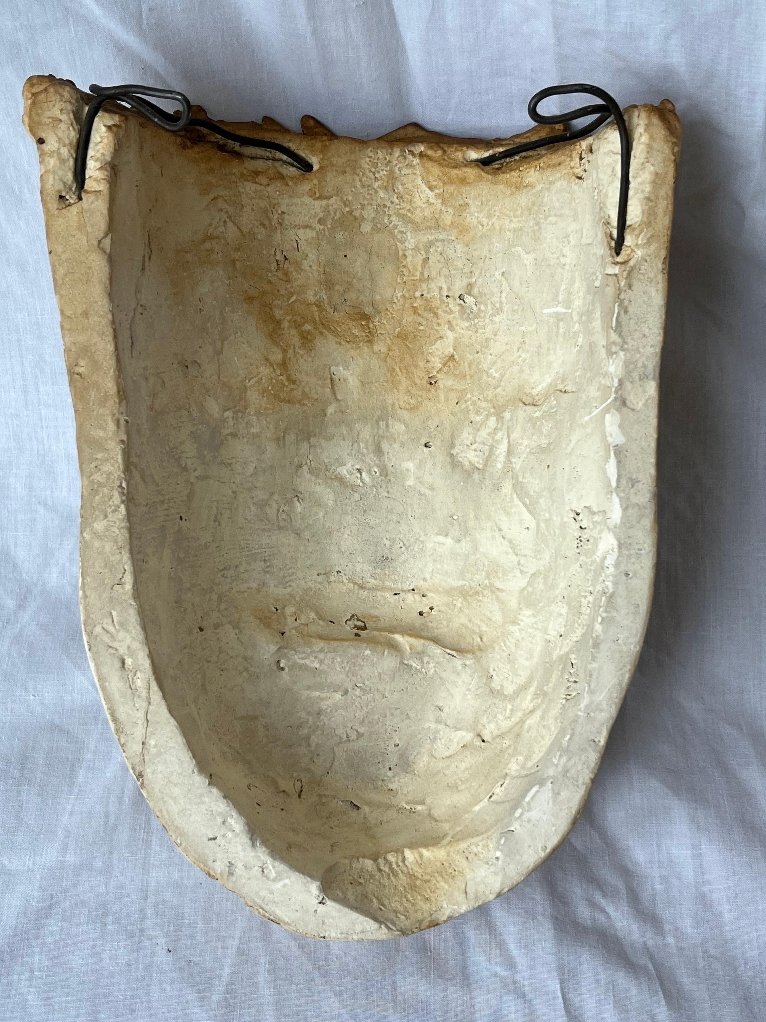 Mid-Century Modern Fine Almost Life Size 1940's Plaster Comedy and Tragedy Theater Masks Sculptures For Sale